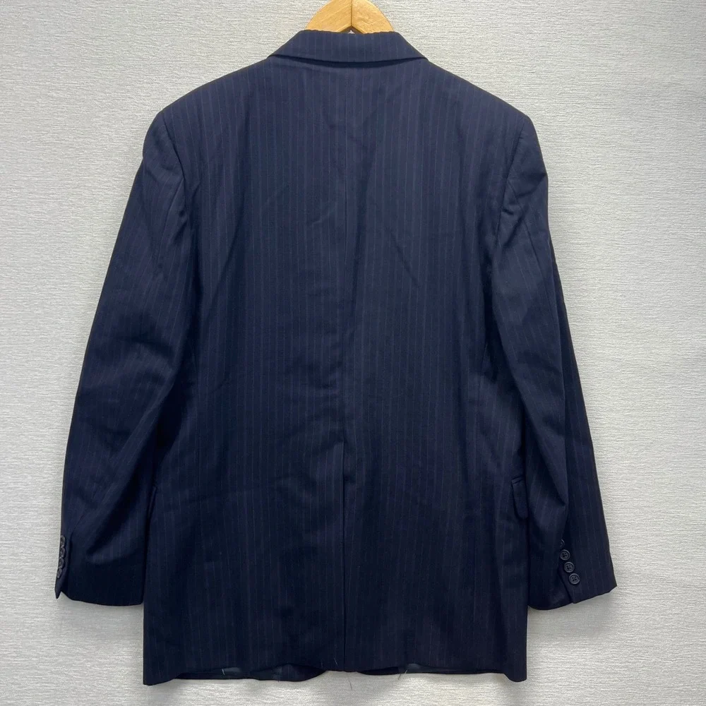 Daks London New York Wool‎ Blazer VTG Mens Navy Pinstripe Suit Jacket 44R USA